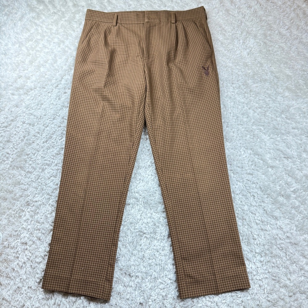 Playboy by PacSun Houndstooth Pleated Trousers Brown Men's 30 Street Punk Wear